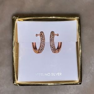 Rose Gold Small Diamond Hoop Earrings
